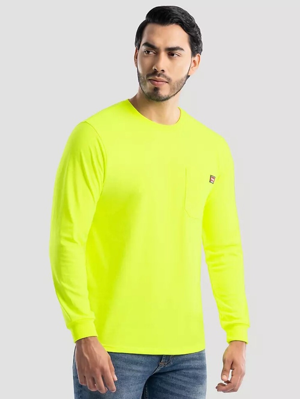 Wrangler Neon Yellow Long-Sleeve Pocket Tee - Men 2X